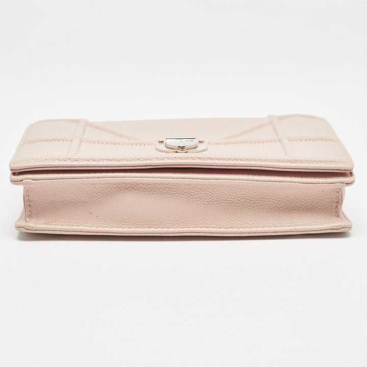 Dior Light Pink Leather ama Wallet on Chain