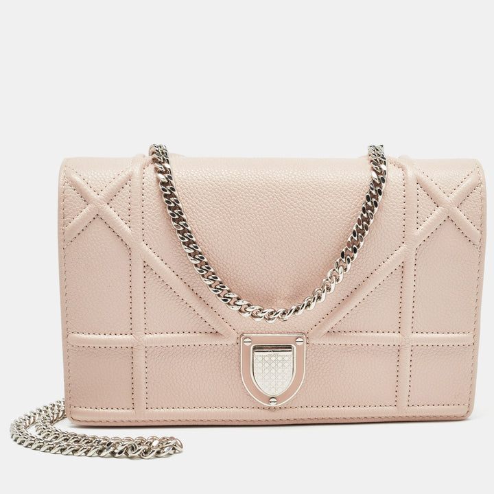 Dior Light Pink Leather ama Wallet on Chain