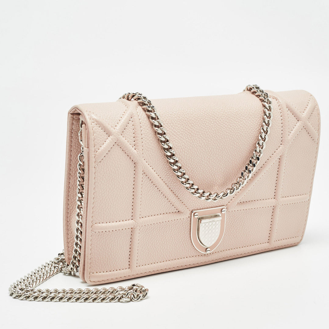 Dior Light Pink Leather ama Wallet on Chain