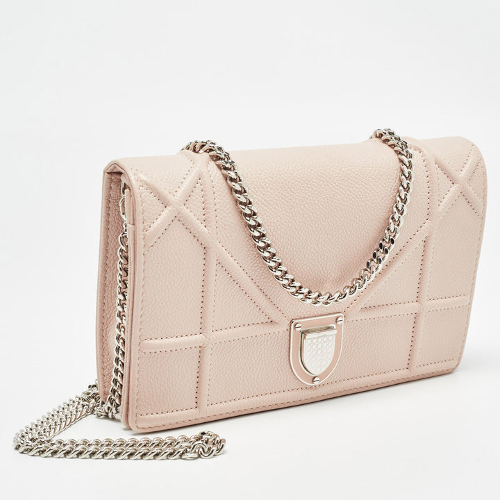 Dior Light Pink Leather ama Wallet on Chain