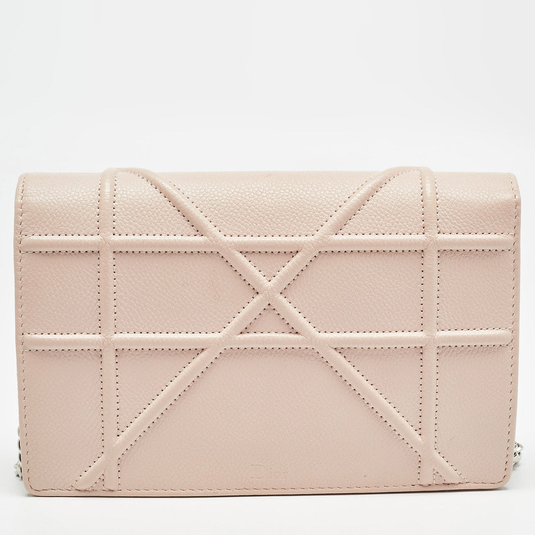 Dior Light Pink Leather ama Wallet on Chain