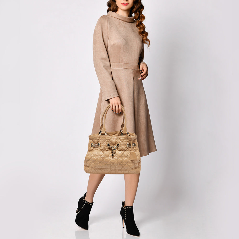 Top quality Dior Beige Cannage Leather Chri Chri Chain Tote