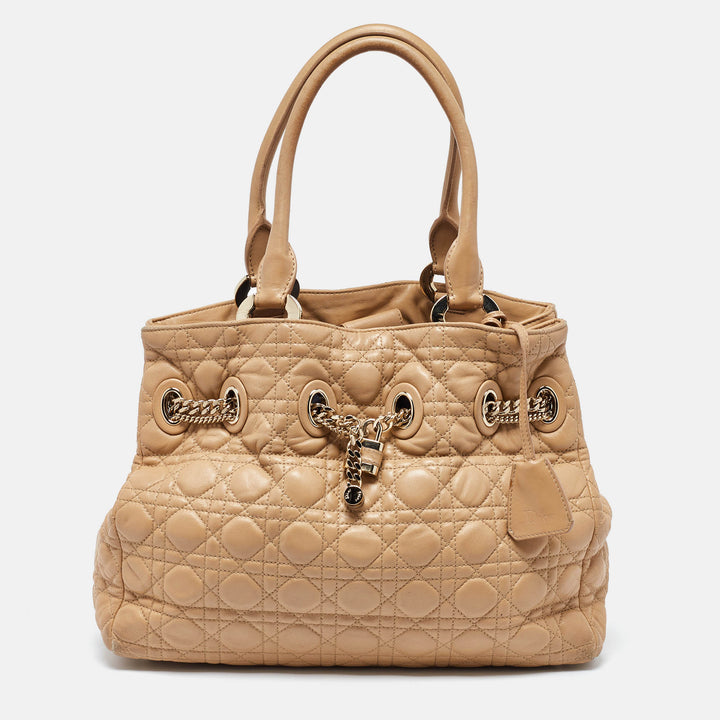 Top quality Dior Beige Cannage Leather Chri Chri Chain Tote