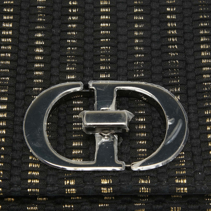 Dior Black/Gold Embroidered Fabric Small Caro Shoulder Bag