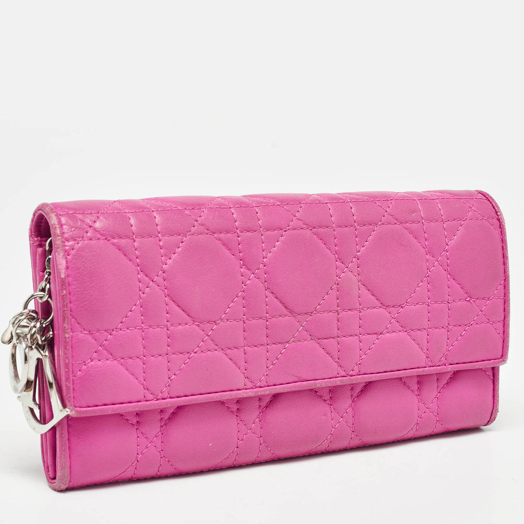 Top quality Dior Pink Cannage Leather Lady  Wallet on Chain