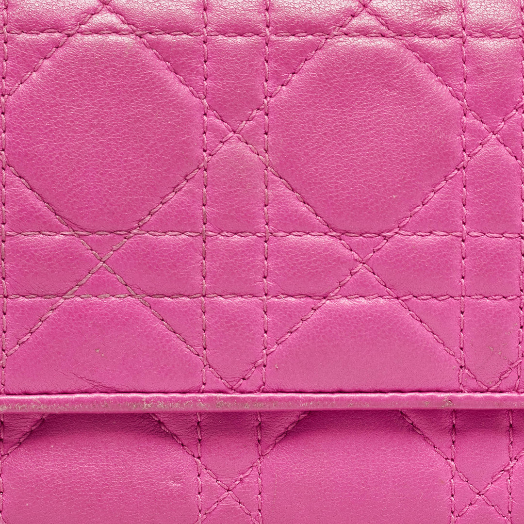 Top quality Dior Pink Cannage Leather Lady  Wallet on Chain
