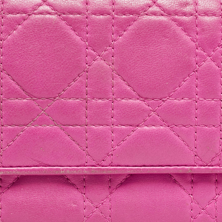 Top quality Dior Pink Cannage Leather Lady  Wallet on Chain
