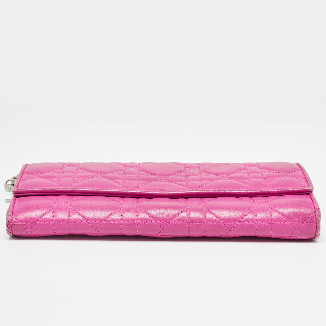 Top quality Dior Pink Cannage Leather Lady  Wallet on Chain