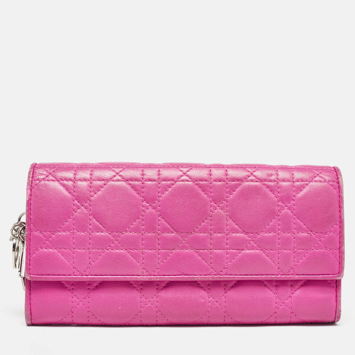 Top quality Dior Pink Cannage Leather Lady  Wallet on Chain