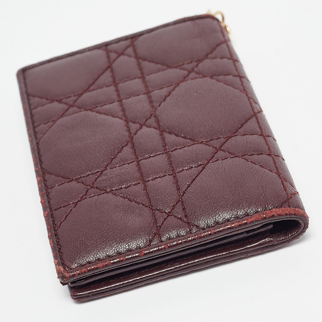 Top quality Dior Burgundy Cannage Leather Lady  Card Holder
