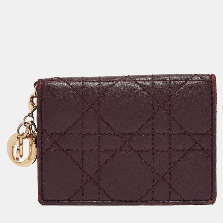 Top quality Dior Burgundy Cannage Leather Lady  Card Holder