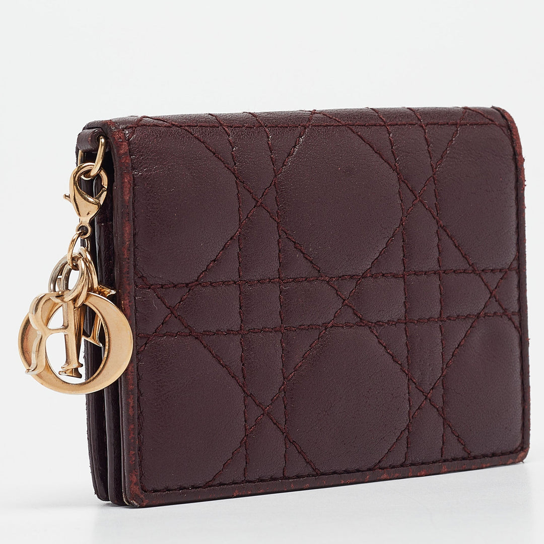 Top quality Dior Burgundy Cannage Leather Lady  Card Holder