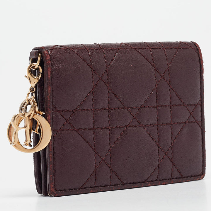 Top quality Dior Burgundy Cannage Leather Lady  Card Holder