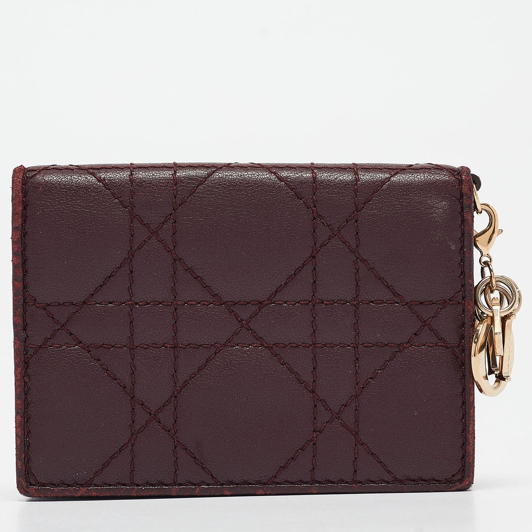 Top quality Dior Burgundy Cannage Leather Lady  Card Holder