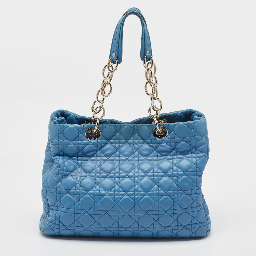 Top quality Dior Blue Cannage Leather Large Soft Lady  Shopper Tote