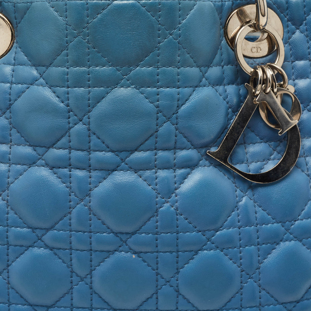 Top quality Dior Blue Cannage Leather Large Soft Lady  Shopper Tote