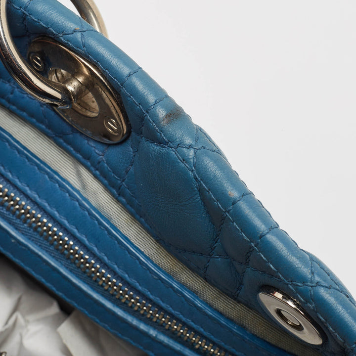 Top quality Dior Blue Cannage Leather Large Soft Lady  Shopper Tote