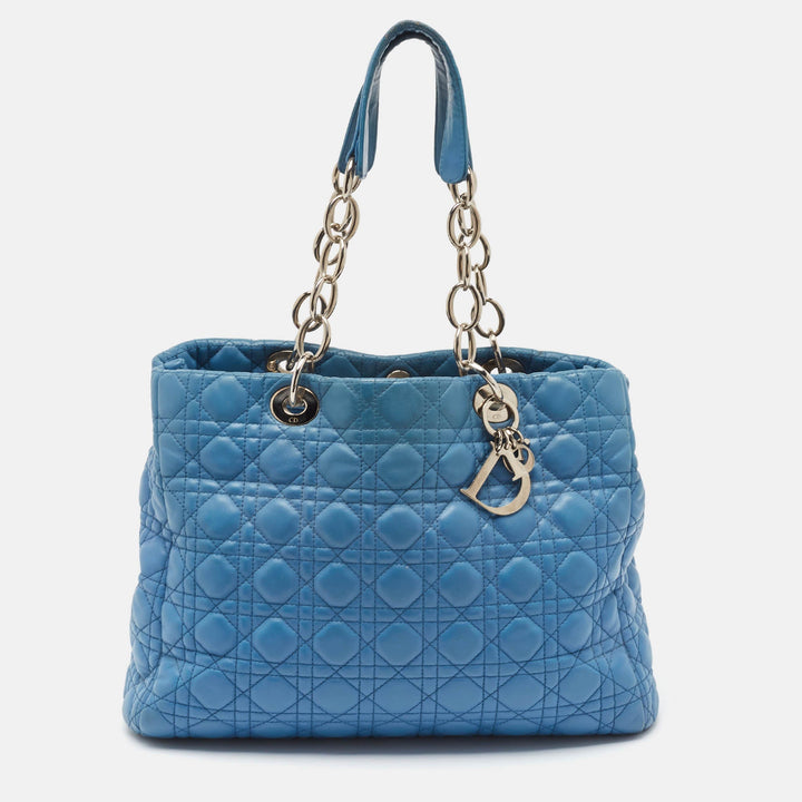 Top quality Dior Blue Cannage Leather Large Soft Lady  Shopper Tote