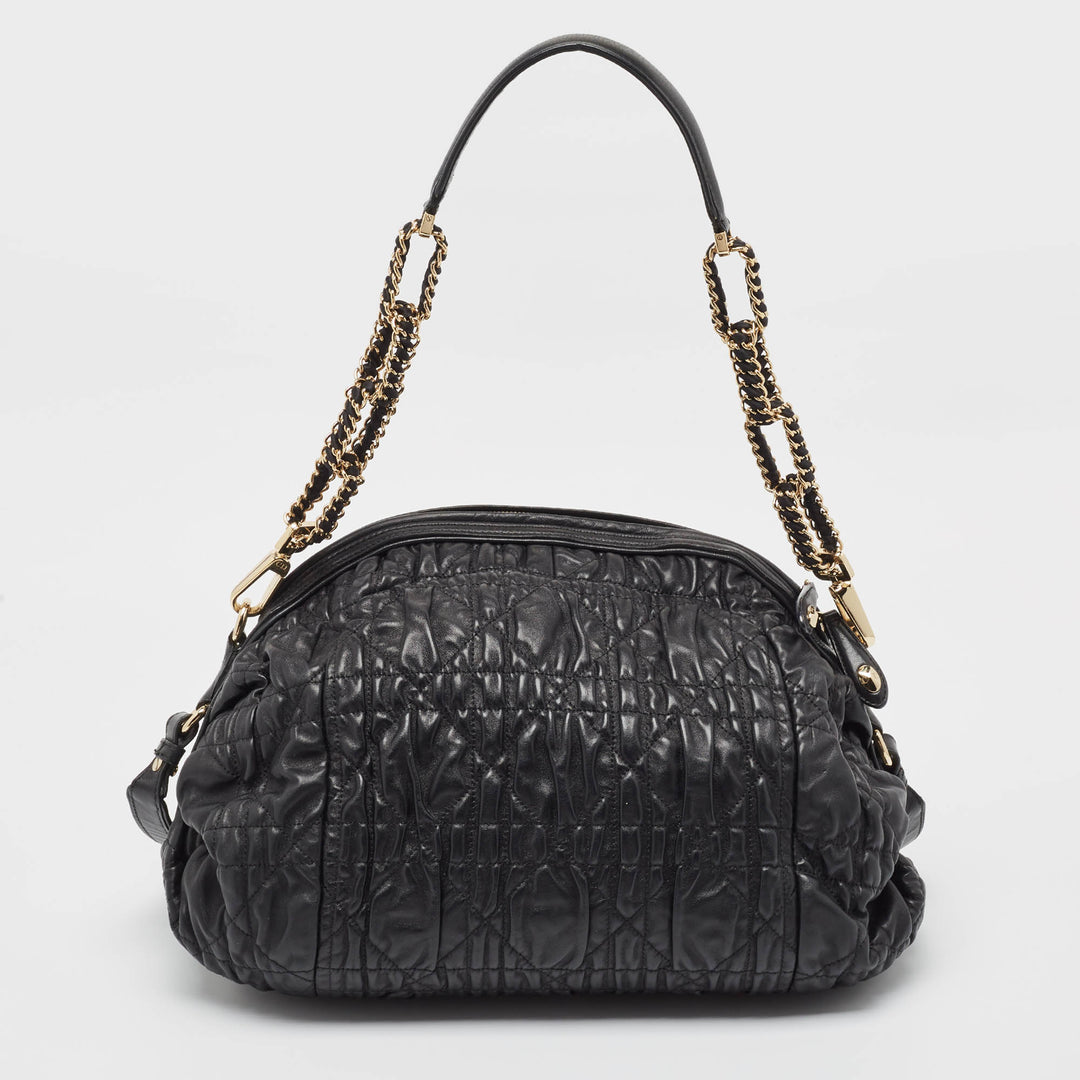 Top quality Dior Black Cannage Gaufre Leather Delices Shoulder Bag