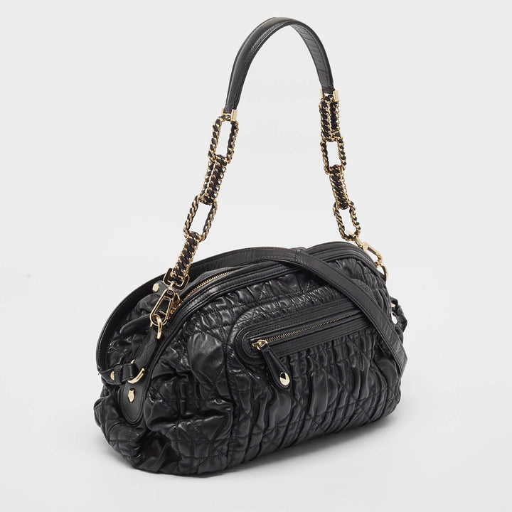 Top quality Dior Black Cannage Gaufre Leather Delices Shoulder Bag