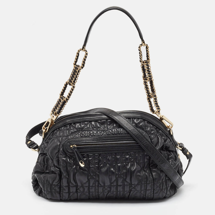 Top quality Dior Black Cannage Gaufre Leather Delices Shoulder Bag