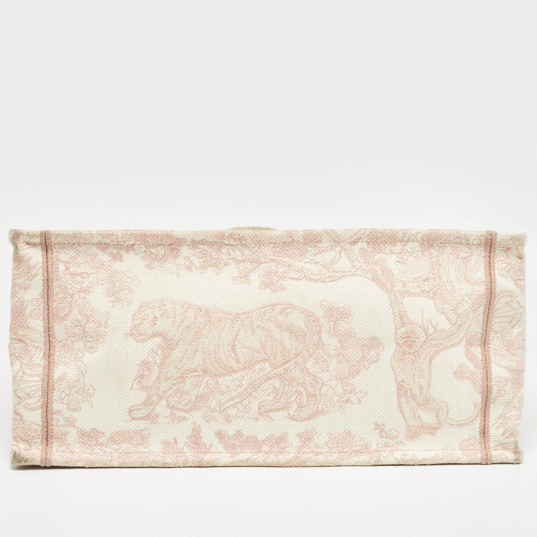 Dior Pink Embroidery Canvas Medium Book Tote