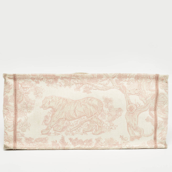 Dior Pink Embroidery Canvas Medium Book Tote