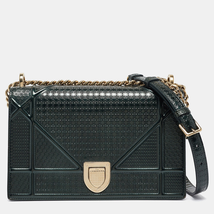 Top quality Dior Green Patent Leather Medium ama Shoulder Bag