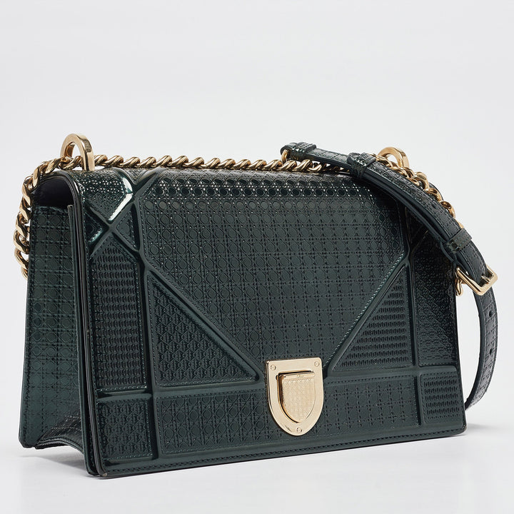 Top quality Dior Green Patent Leather Medium ama Shoulder Bag
