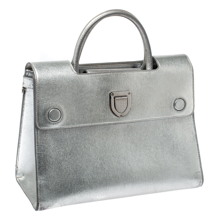 Top quality Dior Metallic Silver Leather Medium ever Bag