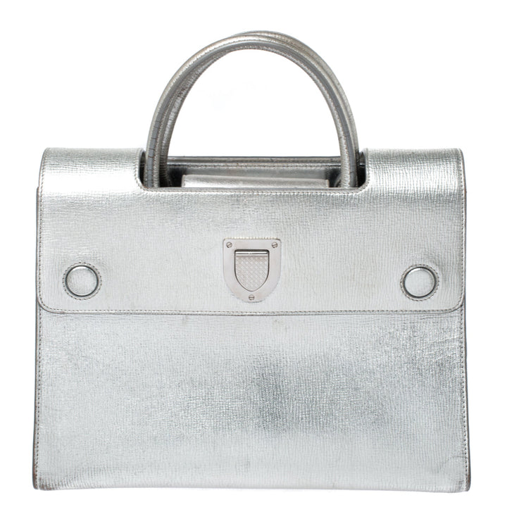 Top quality Dior Metallic Silver Leather Medium ever Bag