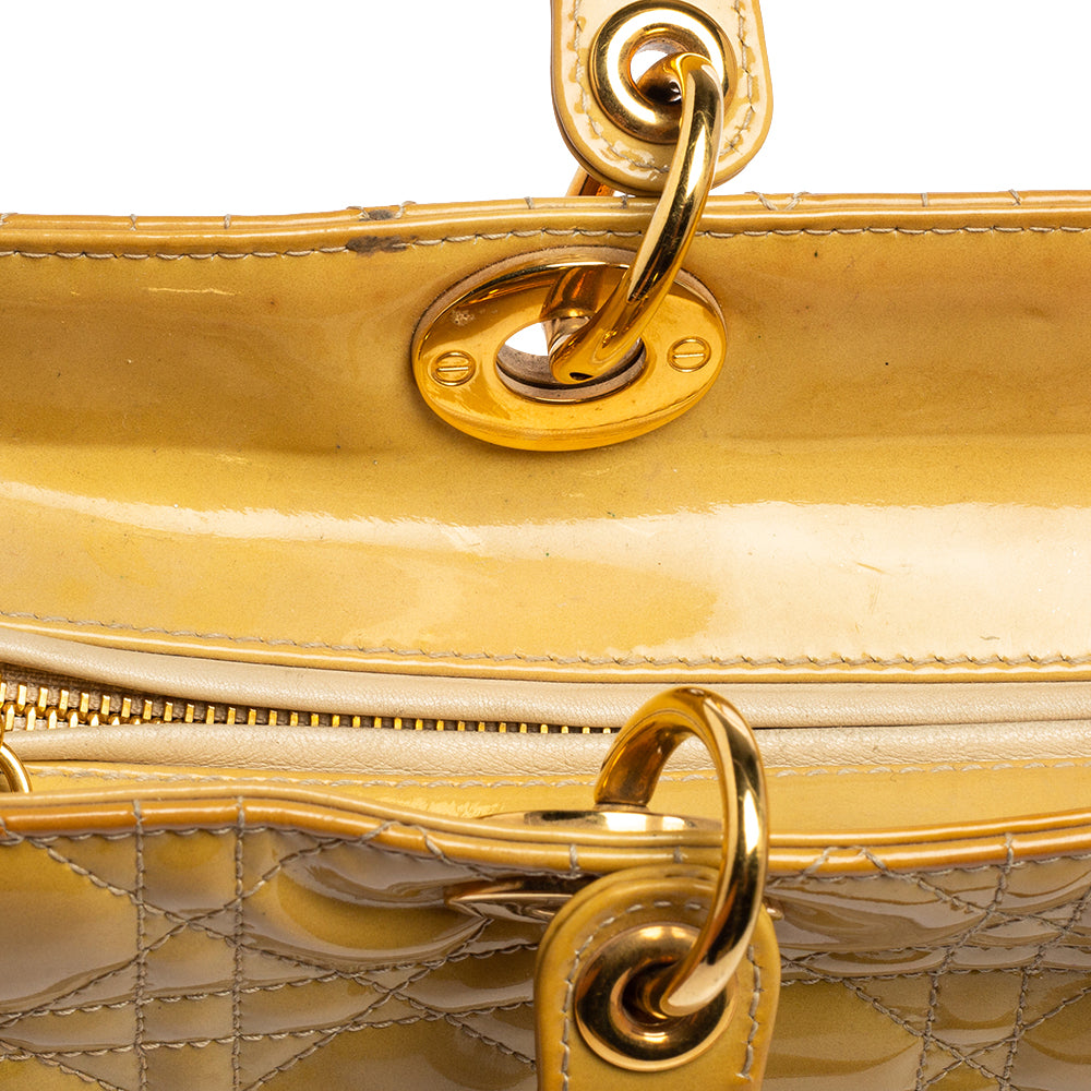 Top quality Dior Yellow Cannage Patent Leather Large Lady  Tote