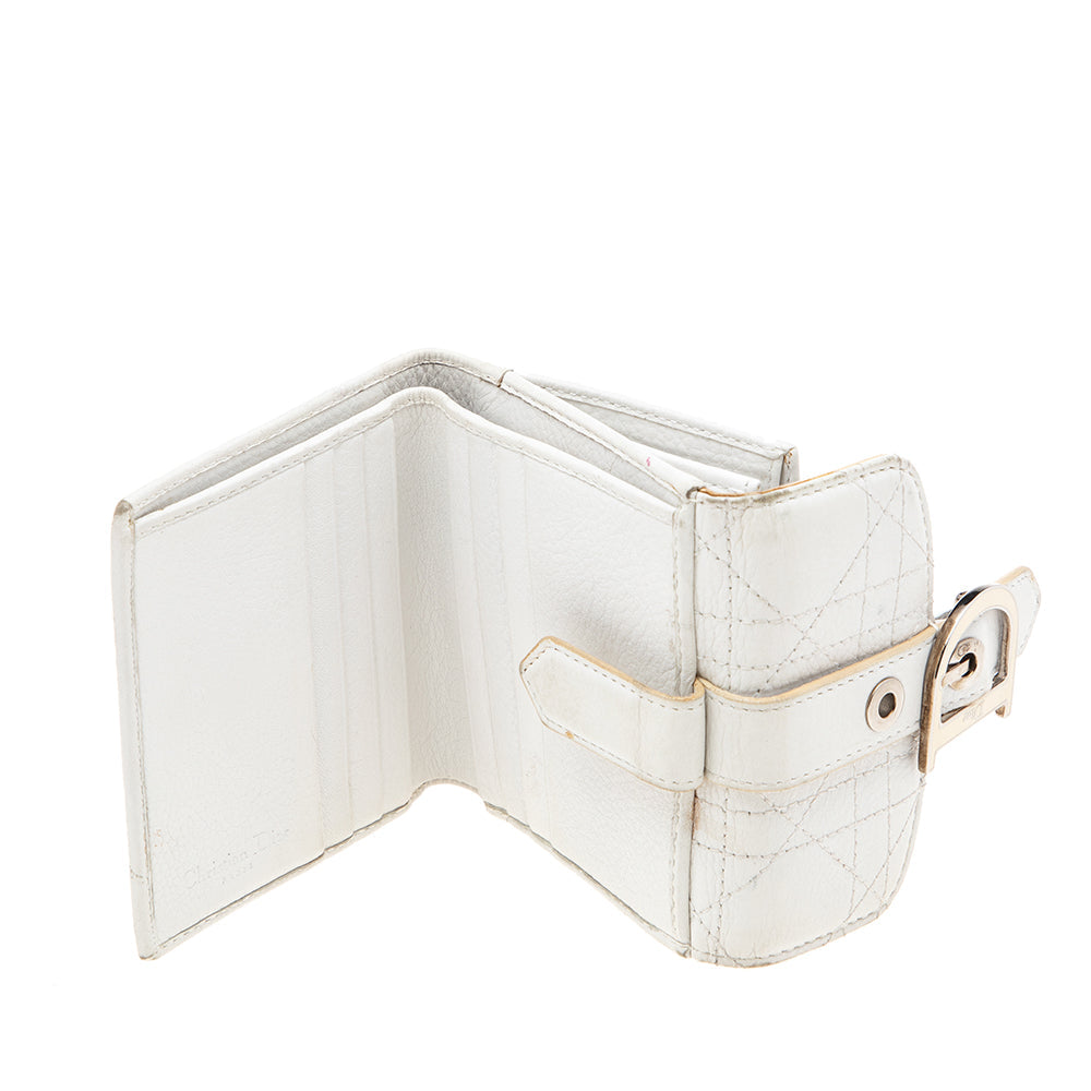 Top quality Dior White Cannage Leather French Wallet