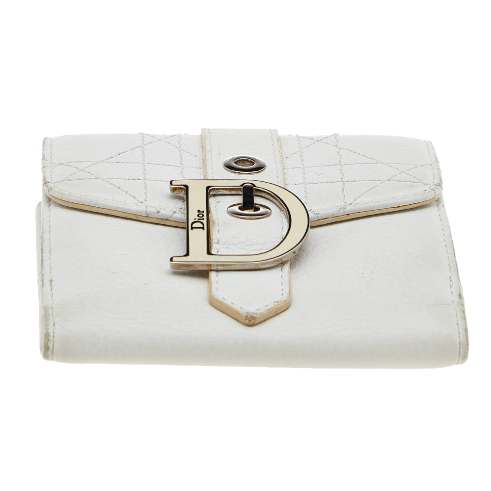 Top quality Dior White Cannage Leather French Wallet