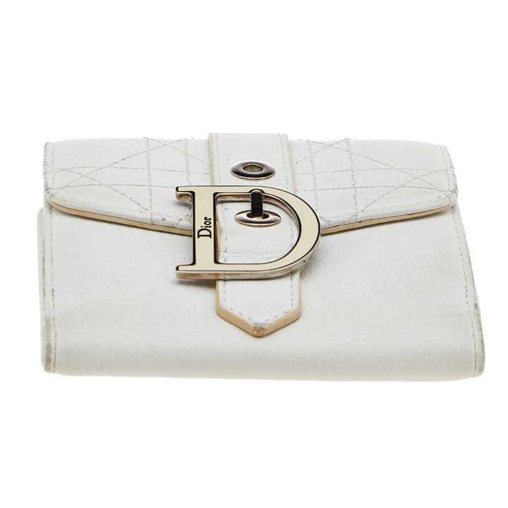 Top quality Dior White Cannage Leather French Wallet