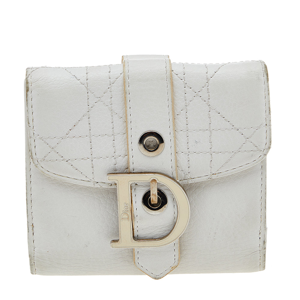 Top quality Dior White Cannage Leather French Wallet