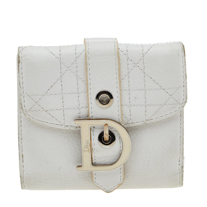 Top quality Dior White Cannage Leather French Wallet