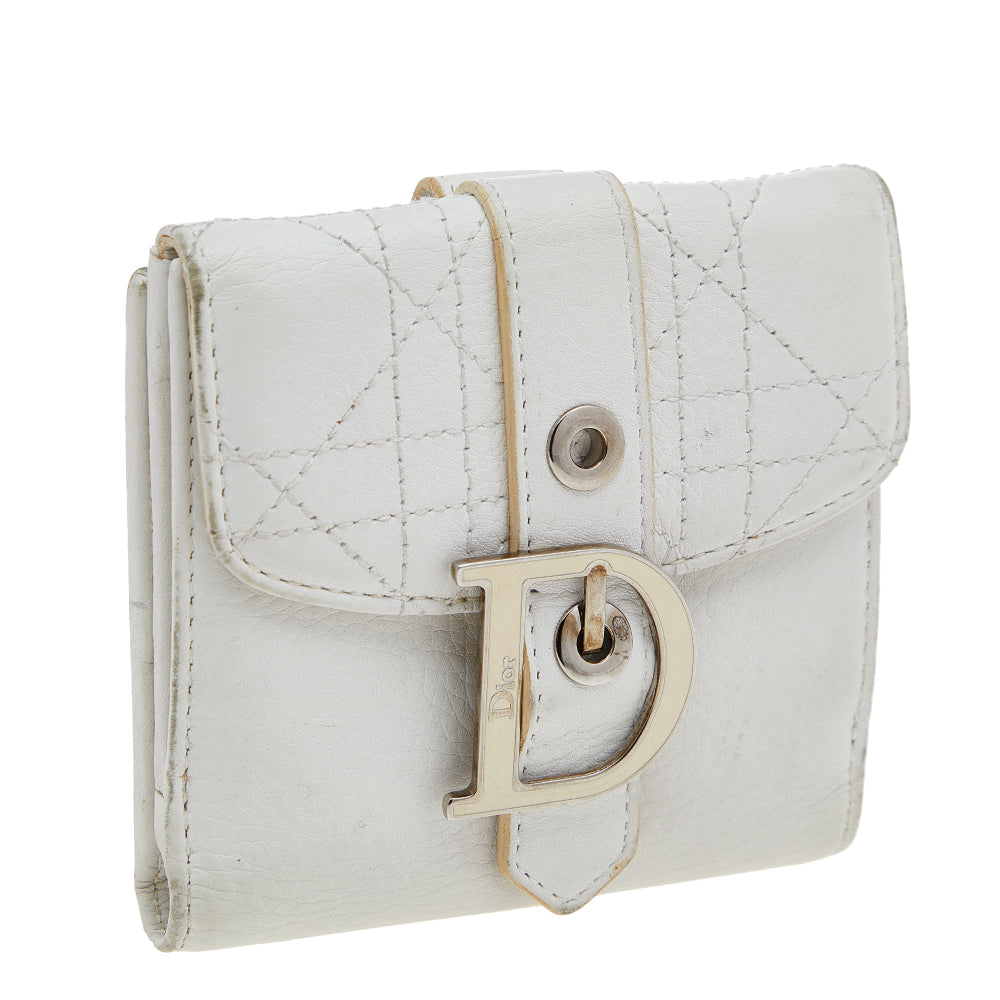 Top quality Dior White Cannage Leather French Wallet