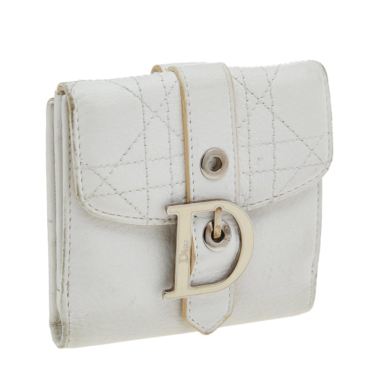Top quality Dior White Cannage Leather French Wallet