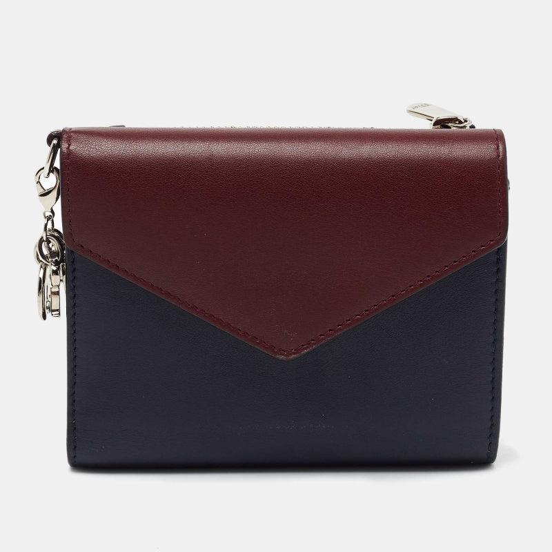 Top quality Dior Burgundy/Dark Blue Leather issimo Envelope Wallet