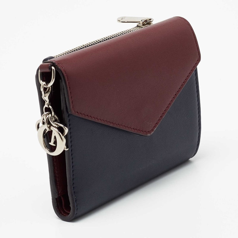 Top quality Dior Burgundy/Dark Blue Leather issimo Envelope Wallet