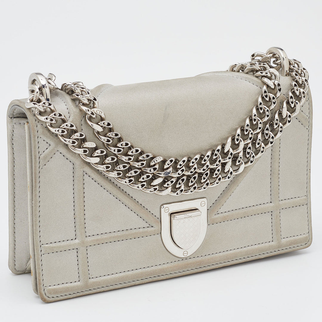 Top quality Dior Grey Shimmering Leather Mini ama Crossbody Bag