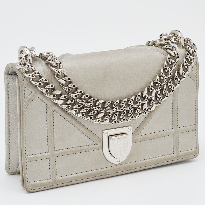 Top quality Dior Grey Shimmering Leather Mini ama Crossbody Bag