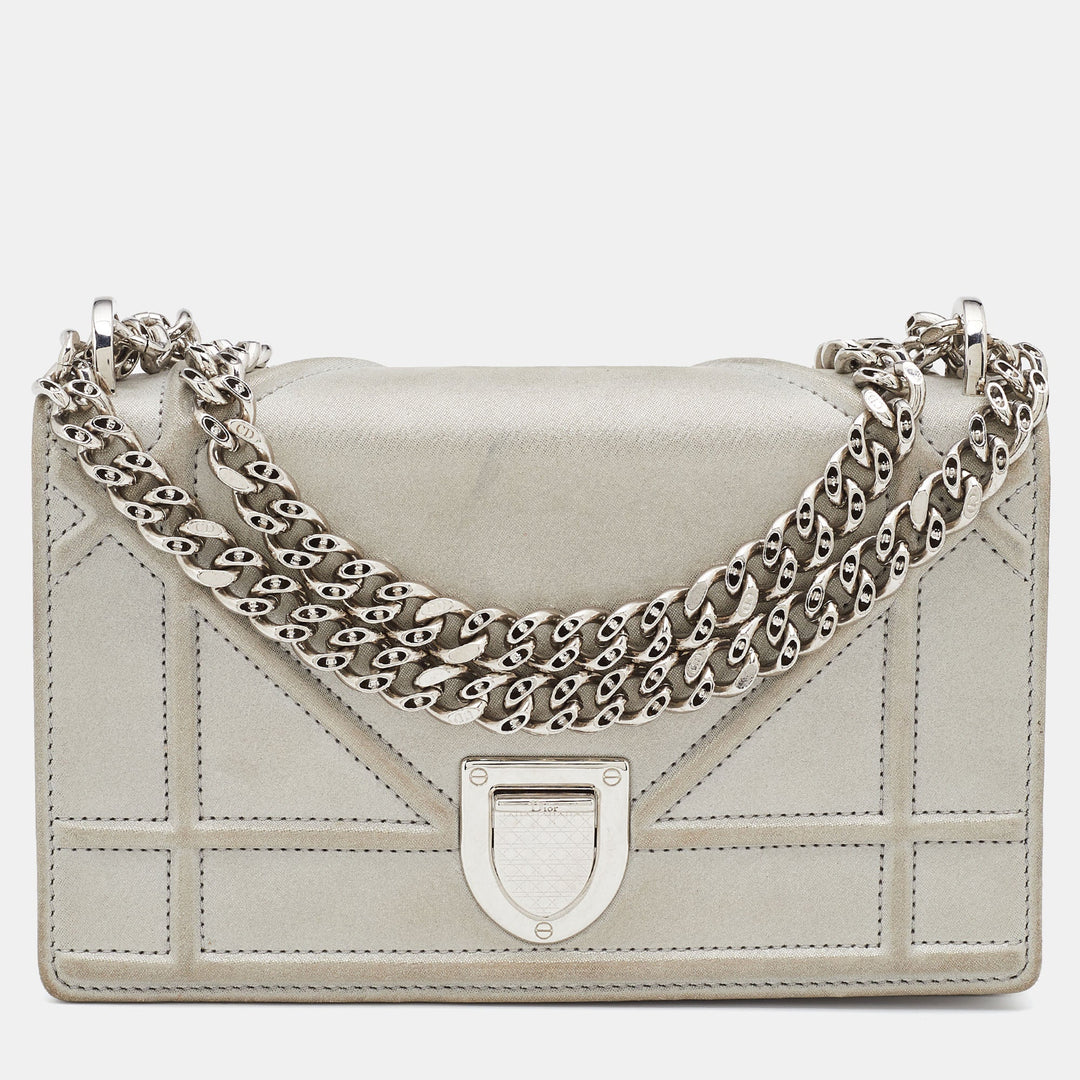 Top quality Dior Grey Shimmering Leather Mini ama Crossbody Bag