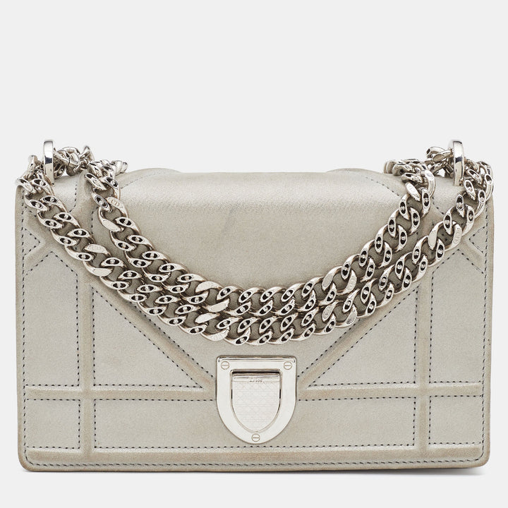 Top quality Dior Grey Shimmering Leather Mini ama Crossbody Bag