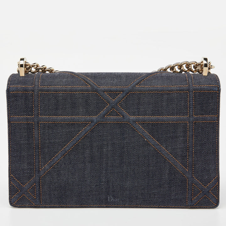 Top quality Dior Blue Denim Medium Crystal Embellished ama Shoulder Bag