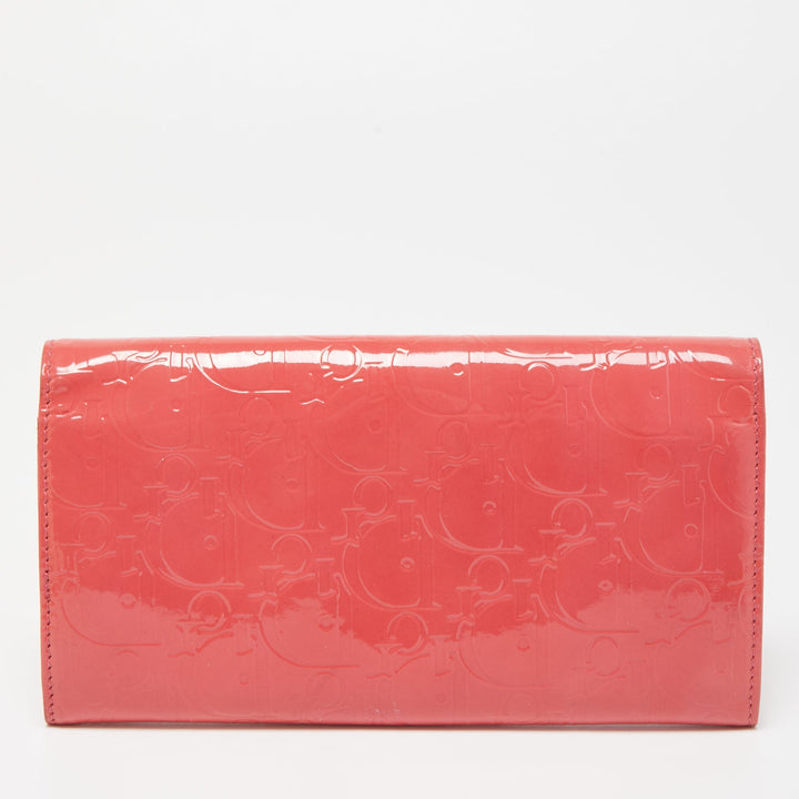 Top quality Dior Pink Oblique Embossed Patent Leather Continental Wallet