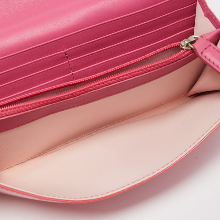 Top quality Dior Pink Oblique Embossed Patent Leather Continental Wallet