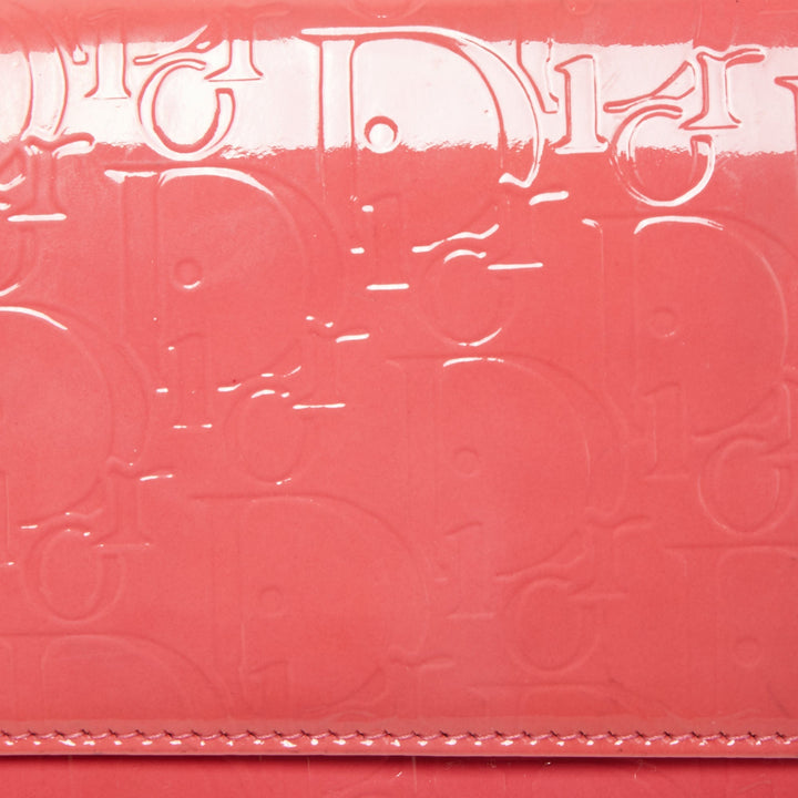 Top quality Dior Pink Oblique Embossed Patent Leather Continental Wallet