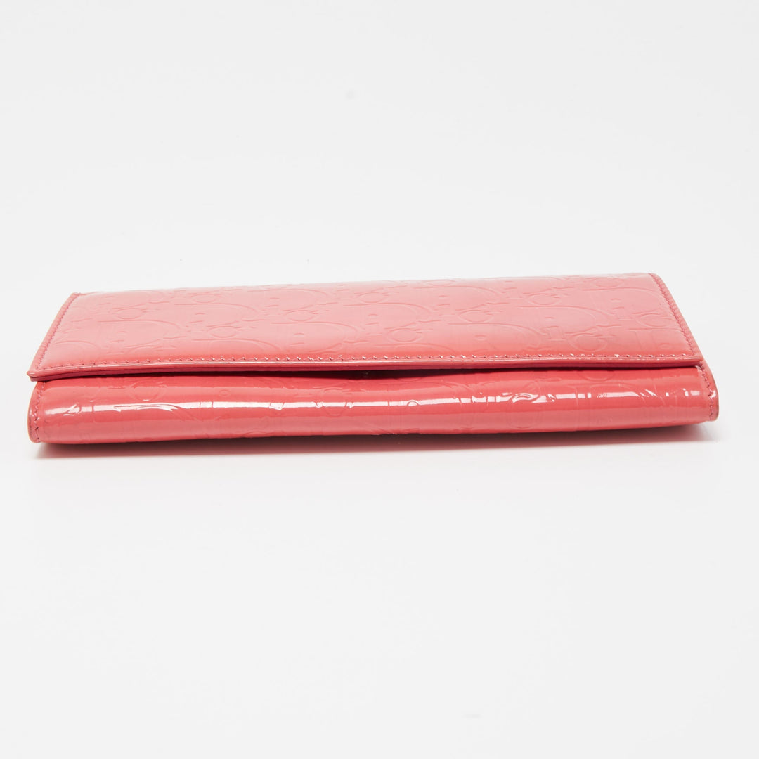 Top quality Dior Pink Oblique Embossed Patent Leather Continental Wallet